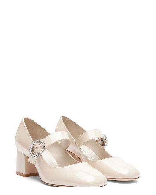 Stuart Weitzman White Sloane 60 Mary Jane Pumps