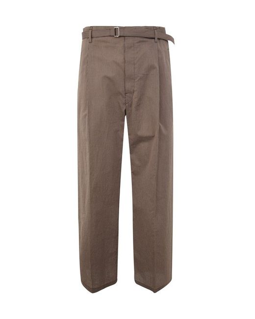 Lemaire Brown Wide Leg Belted Easy Pants for men