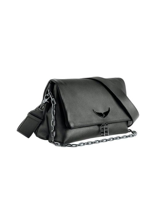 Zadig & Voltaire Black Rocky Embellished Logo Shoulder Bag