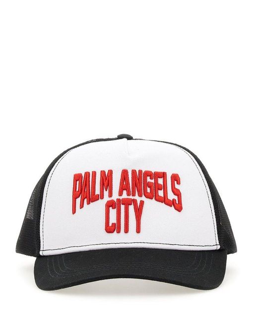 Palm Angels Black/white Visor Hat With Logo for men