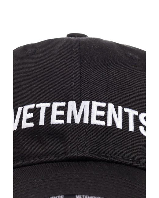 Vetements Black Baseball Cap With Logo, for men