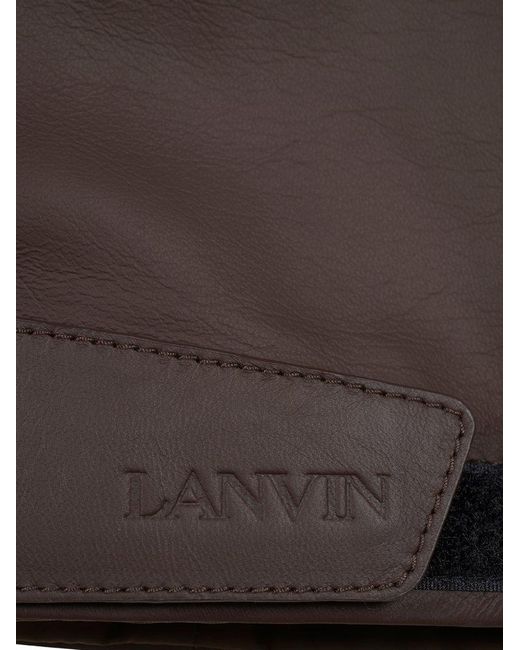 Lanvin Brown Zip-up Leather Hooded Jacket for men