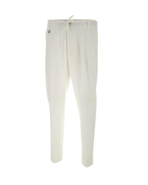 Paolo Pecora White Drawstring Tapered Pants for men