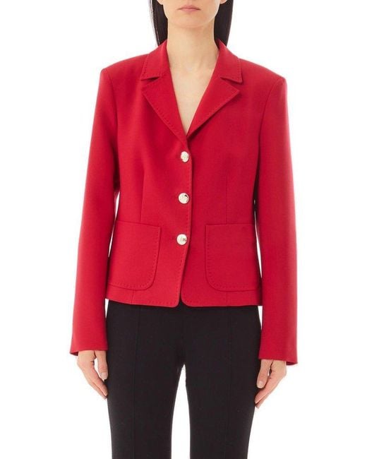 Liu Jo Red Single-Breasted Cropped Blazer