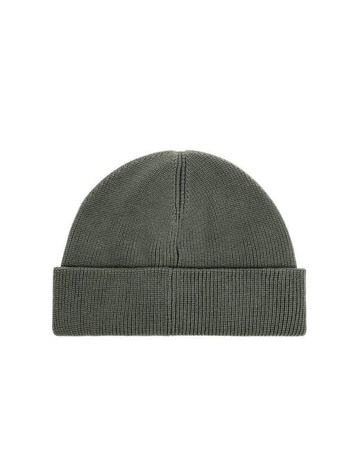 Stone Island Green Beanie With Logo, for men
