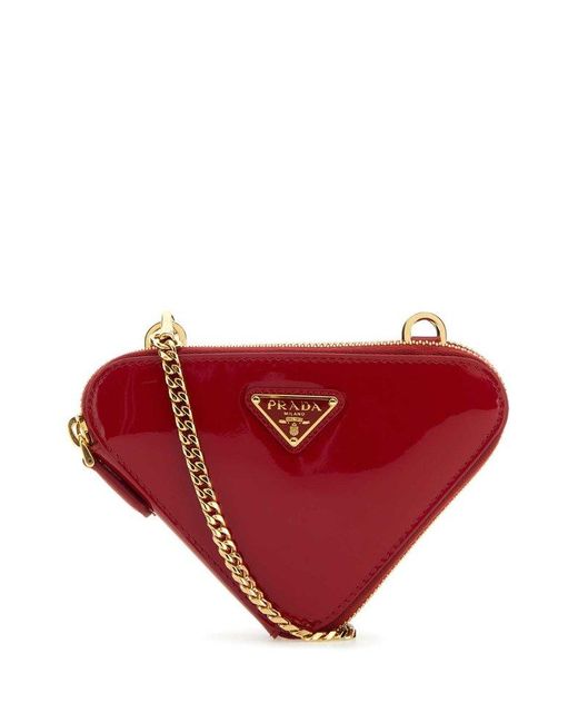 Prada Red Chain-linked Zipped Handbag