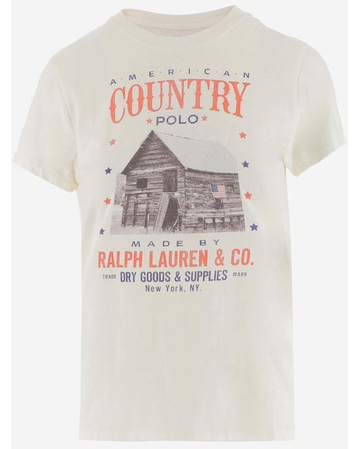 Polo Ralph Lauren Cotton Graphic Logo Printed T-shirt in White - Lyst