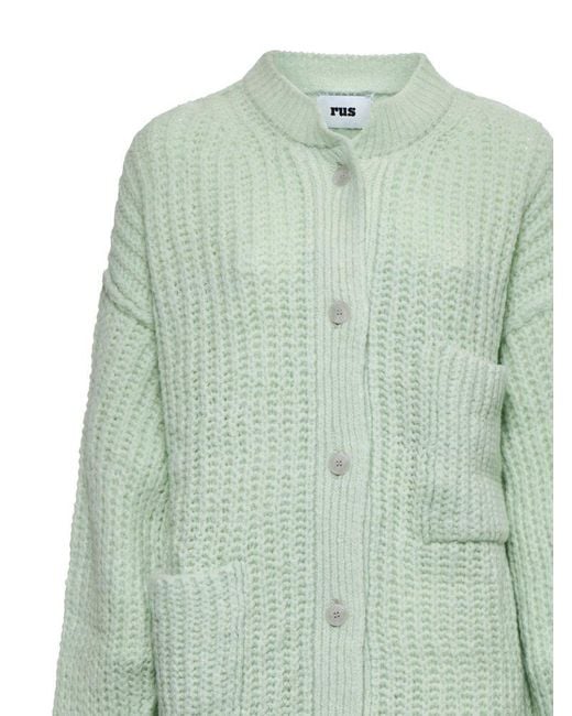 Rus Green Button-Up Cardigan Sweater