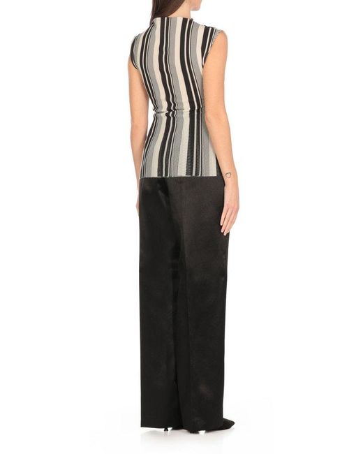 Philosophy Di Lorenzo Serafini Black Stripe Print Stretch Tulle Top