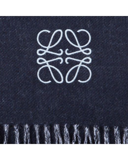 Loewe Blue Anagram Embroidered Scarf
