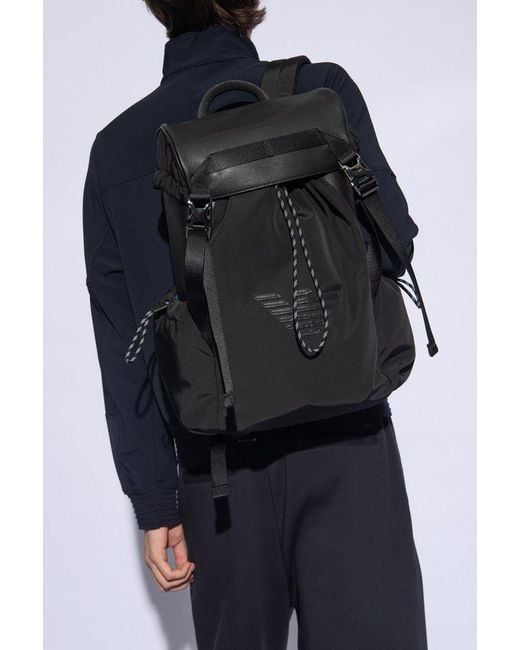 Emporio Armani Black Backpack With Logo for men