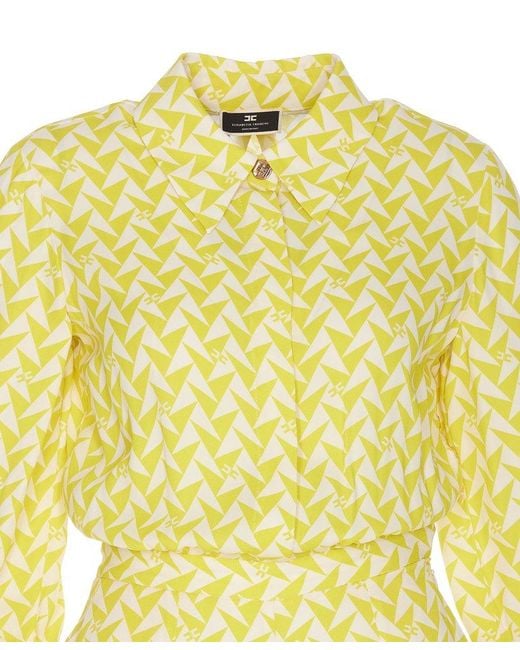 Elisabetta Franchi Yellow Geometric-pattern Printed Jumpsuit