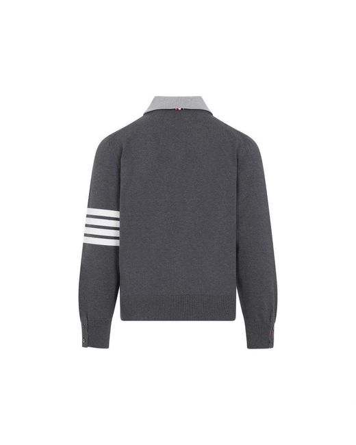 Thom Browne Gray Polo With V-neck Pullover for men
