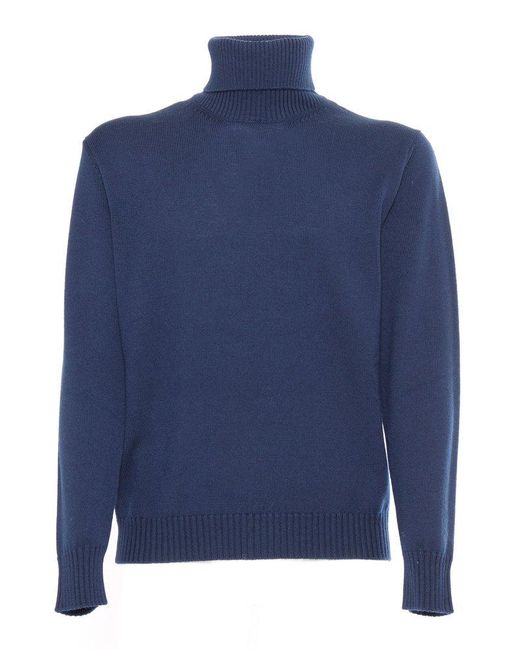 Ballantyne Blue Roll-Neck Knitted Jumper for men