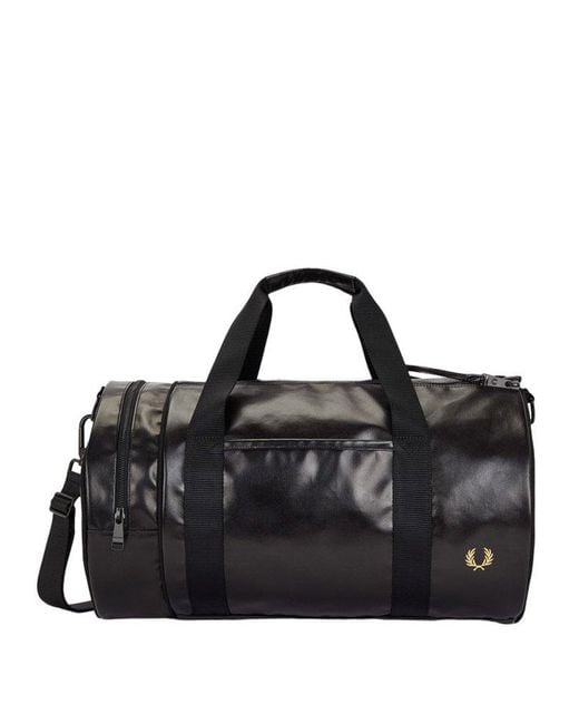 Fred Perry Black Logo-printed Zipped Holdall Bag for men