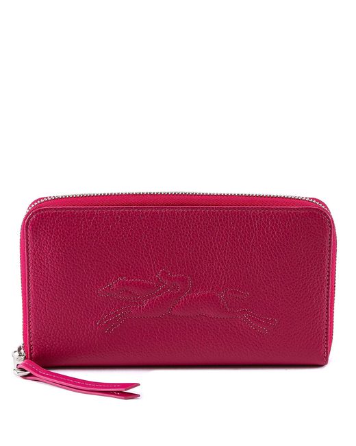 Longchamp Red Le Foulonné Zip Around Wallet