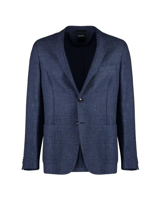 Zegna Blue Single Breasted Tailored Blazer for men