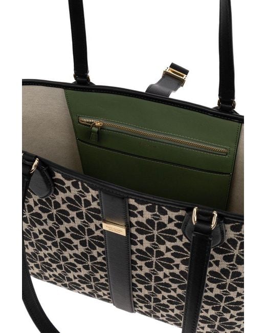 Kate Spade Black Spade Flower Jacquard Medium Open Tote Bag