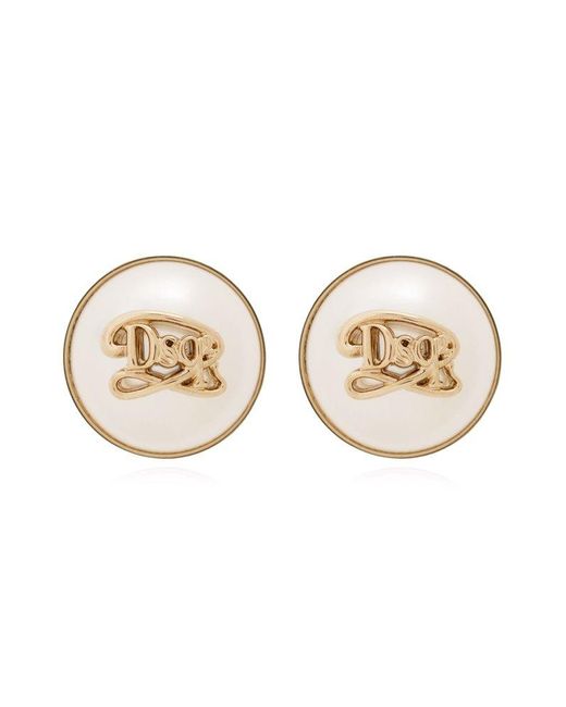DSquared² Natural Logo Plaque Clip-on Earrings