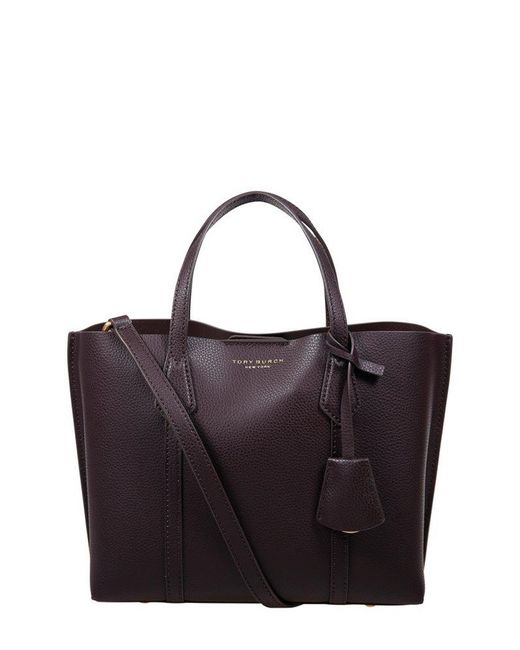 Tory Burch Purple Small Perry Ttriple-Compartment Top Handle Bag