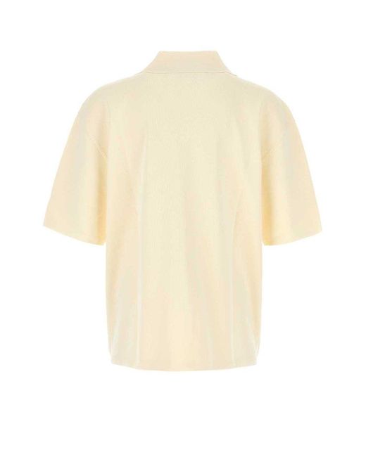 AMI White Ami Cream Viscose Blend Oversize Polo Shirt for men