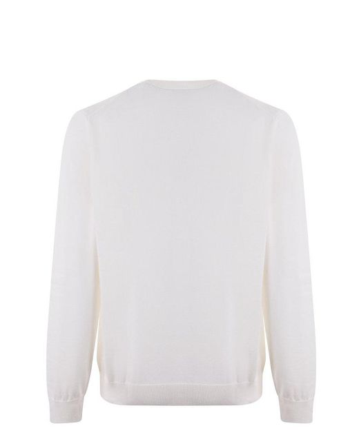 Lacoste White Logo Embroidered Crewneck Sweatshirt for men