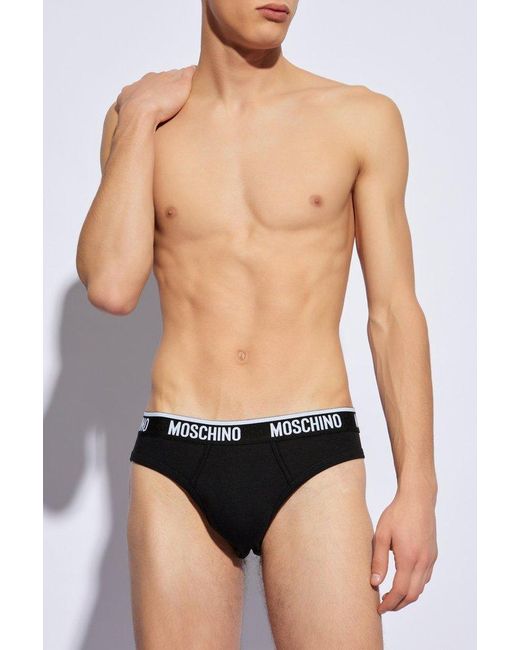 Moschino Black Two-pack Of Briefs With Logo, for men