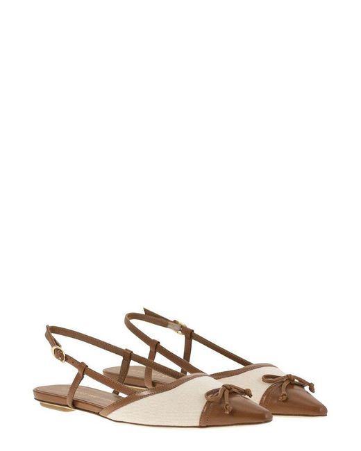 Stuart Weitzman Brown Kitty Bow-Detail Slingback Shoes