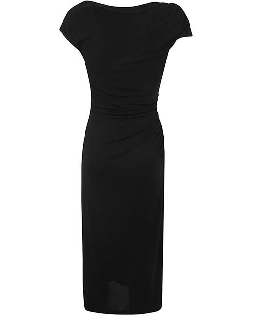 Alberta Ferretti Black Organdy Midi Dress Clothing
