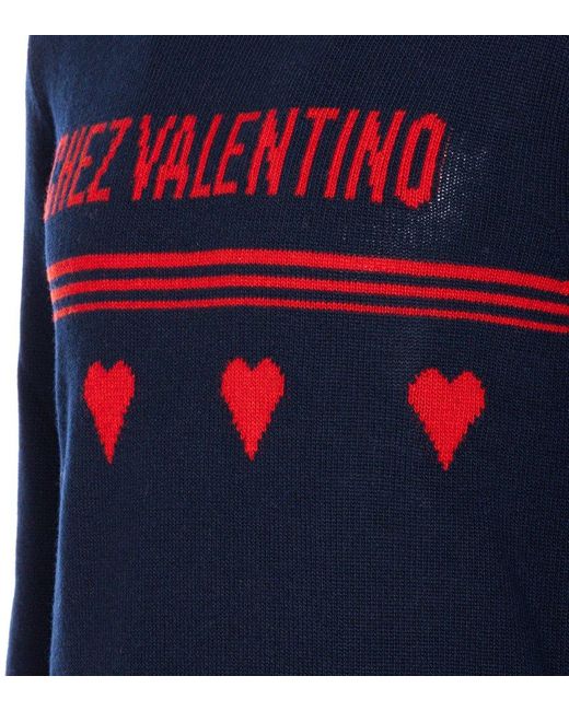 Valentino Blue Chez Logo Crewneck Jumper for men