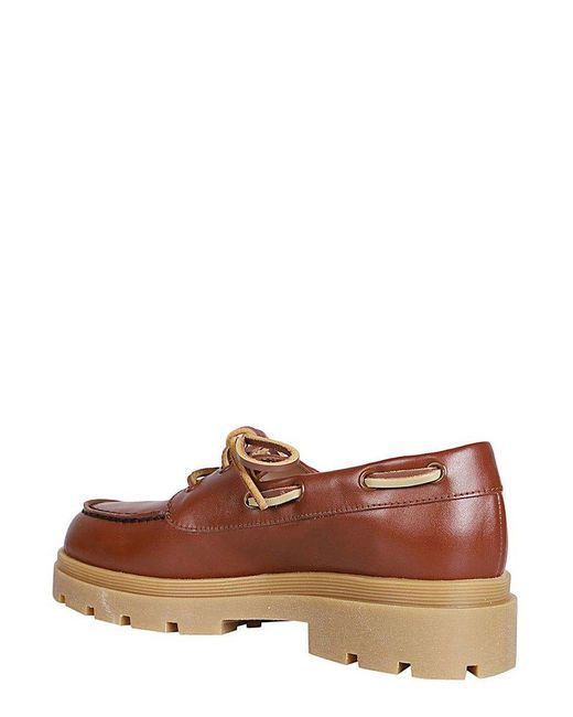 Weekend by Maxmara Brown Logo Patch Lace-up Loafers