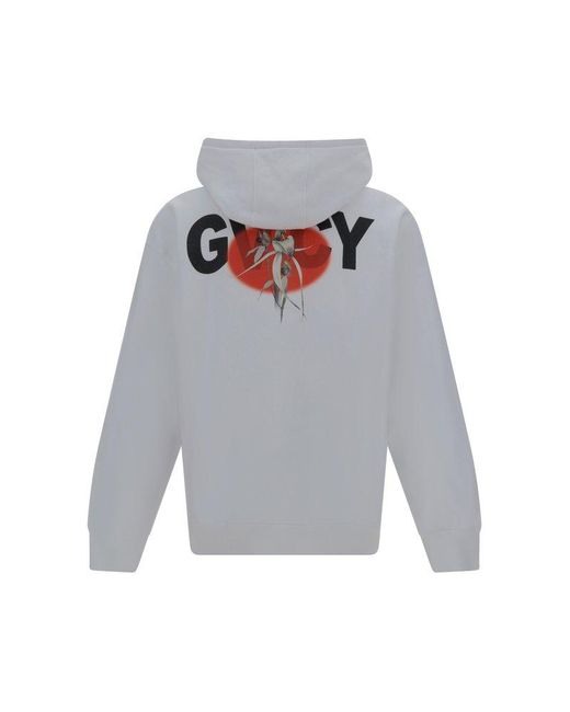 Givenchy Gray 4g Embroidered Drawstring Hoodie for men