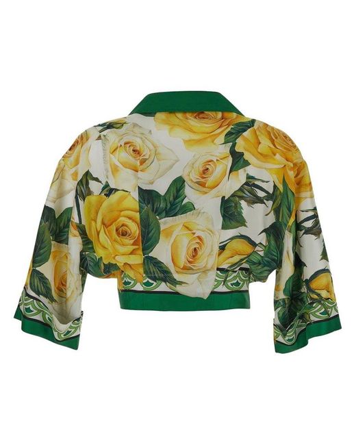Dolce & Gabbana Green Floral Printed Tie Fastened Shirt
