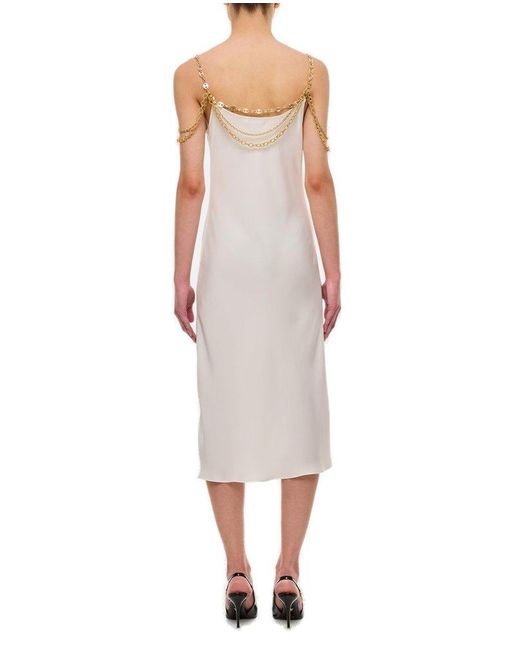 Rabanne White Chain-strap Cowl Neck Midi Dress