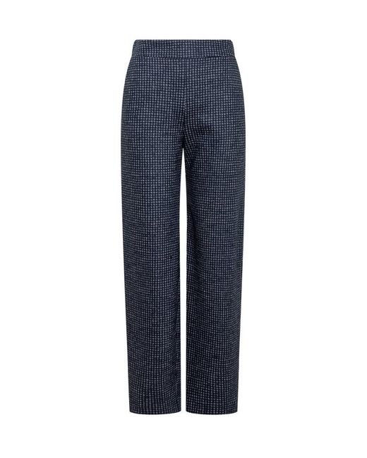 Emporio Armani Blue High Waist Check-Print Trousers