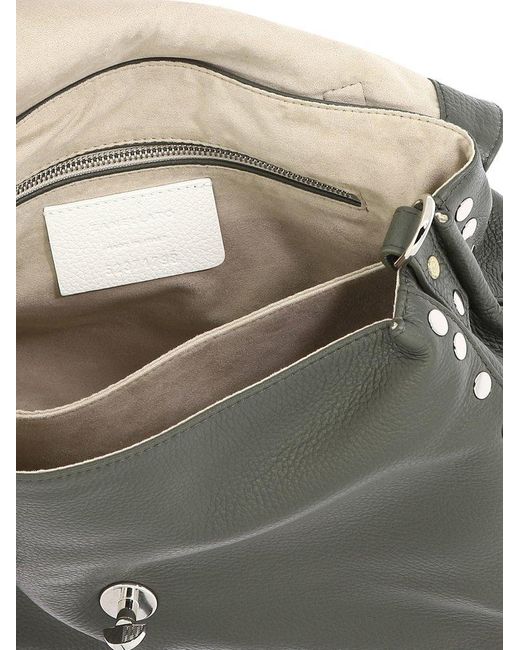 Zanellato Gray Postina M Daily Foldover Top Handbag