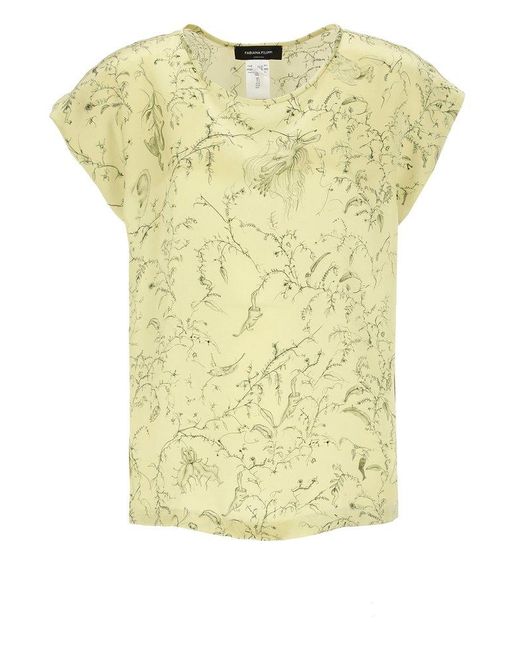 Fabiana Filippi Yellow Graphic Printed Crewneck Top