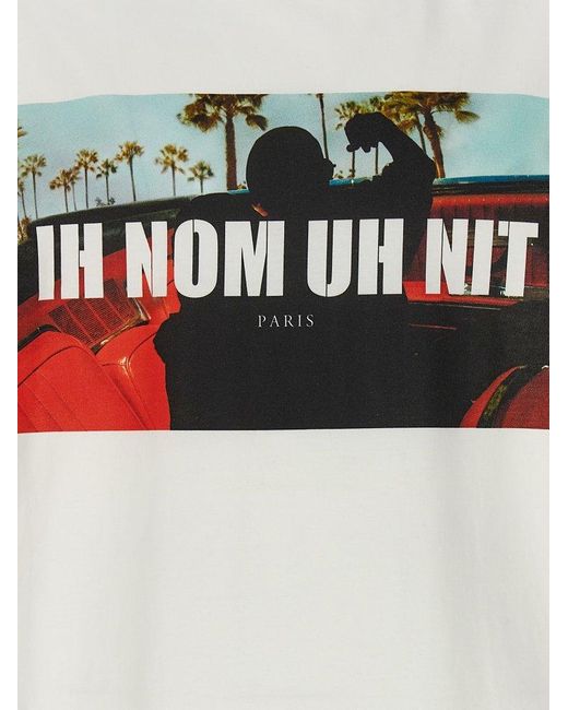 Ih Nom Uh Nit White Logo Printed Crewneck T-shirt for men