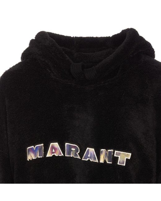 Isabel Marant Black Martia Fleece Drawstring Hoodie