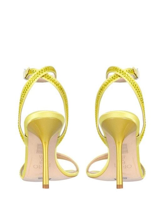 Liu Jo Yellow Embellished Ankle Strap Sandals