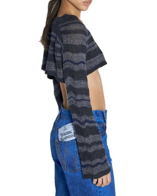 Vivienne Westwood Blue Bedrock Cropped Knitted Top