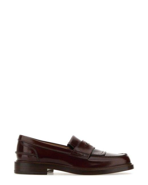 Tod's Brown Logo-plaque Slip-on Loafers