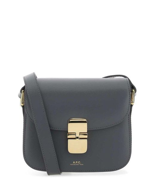 A.P.C. Gray Graphite Leather Grace Crossbody Bag