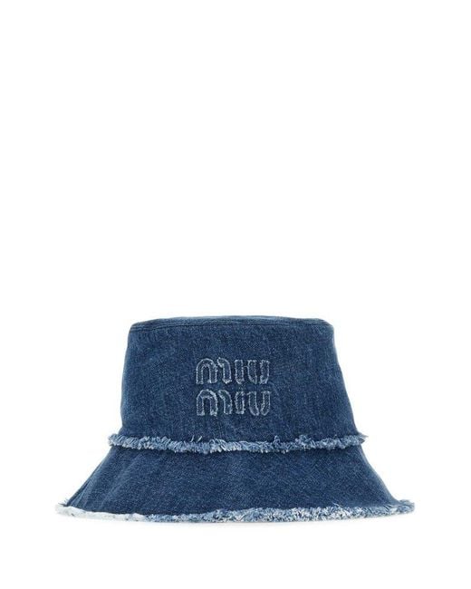 Miu Miu Blue Logo-detailed Bucket Hat