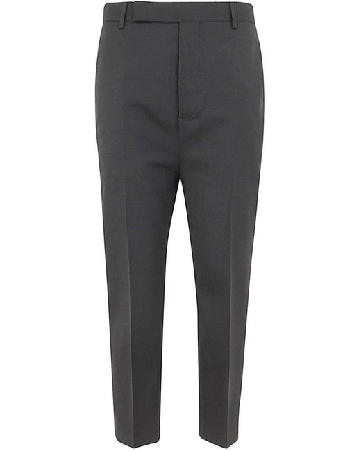 Rick Owens Gray High-waisted Cropped Trousers