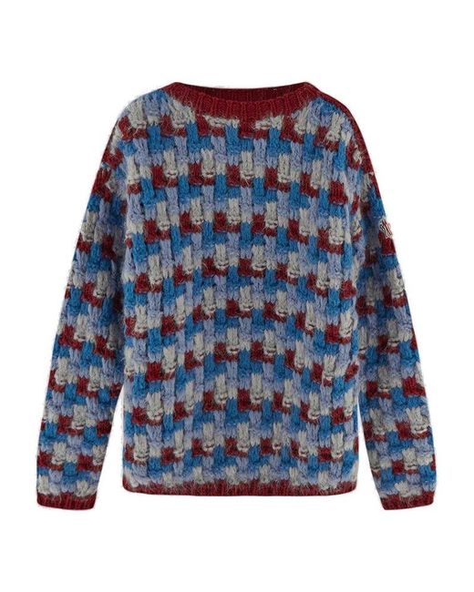 Moncler Blue Crewneck Knitted Jumper for men