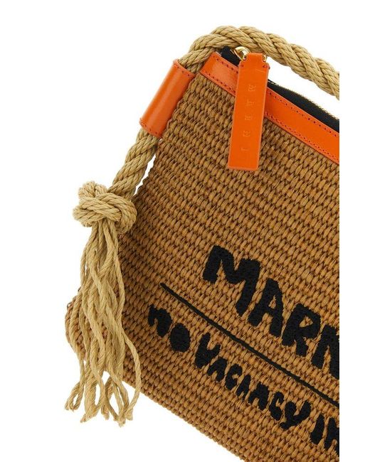 Marni Brown Raffia Crossbody Bag