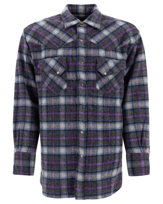 Beams Plus Blue Plaid Button-Down Shirt for men