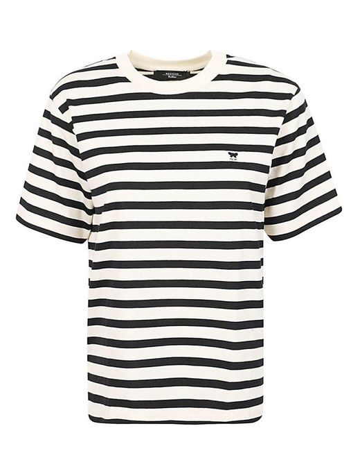 Weekend by Maxmara Blue Logo Embroidered Striped T-shirt