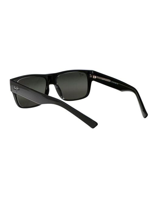 Maui Jim Black Keahi Rectangular Frame Polarized Sunglasses for men